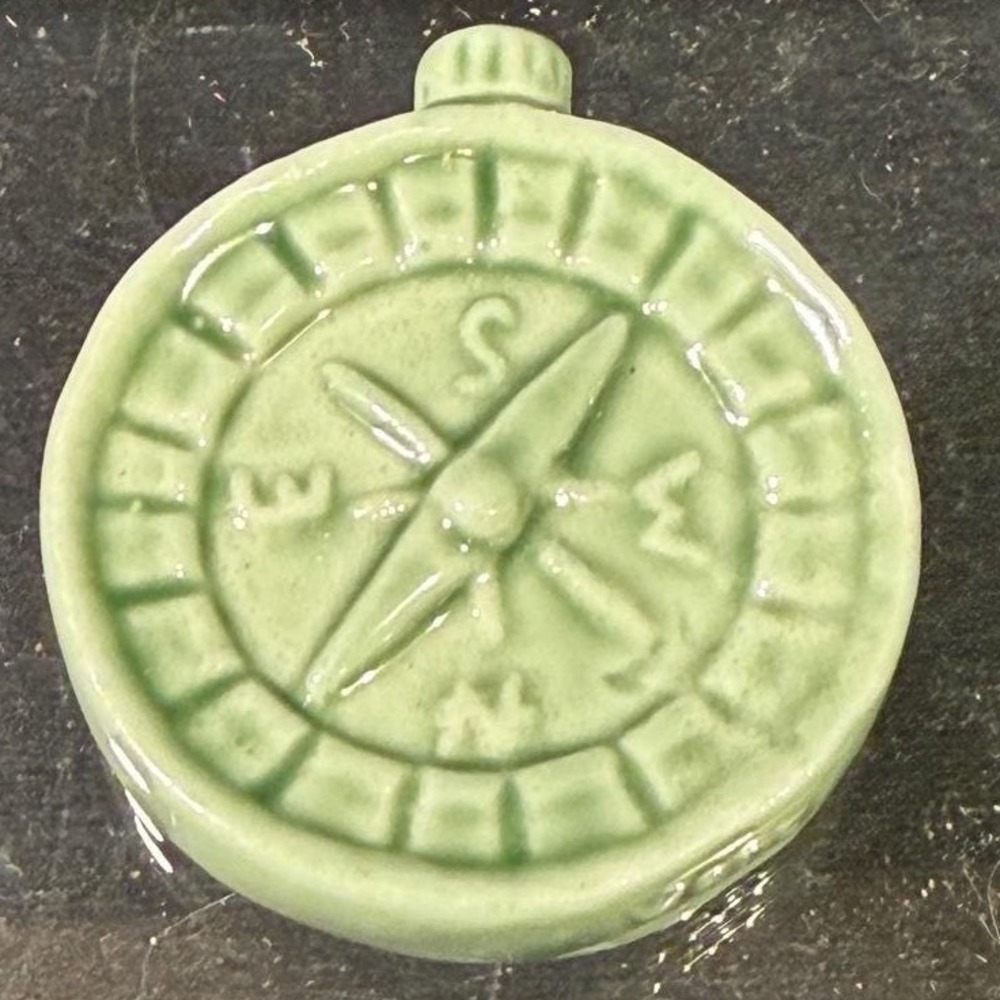 Wade Whimsies Red Rose Tea Compass Figurine Celadon Green Porcelain Miniature